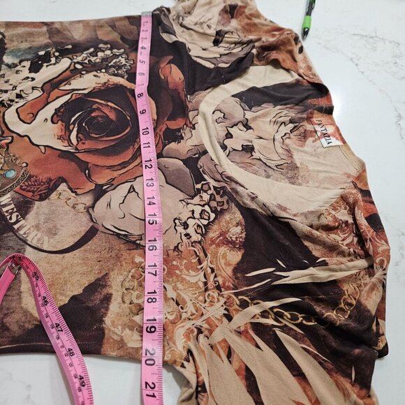 Fantazia Vintage Medium Boho Floral Dress Horse Western Cowgirl Tan Asymmetrical - Picture 7 of 8